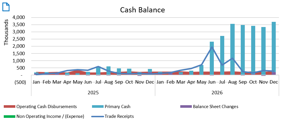 bot-Planner cash balance forecast chart